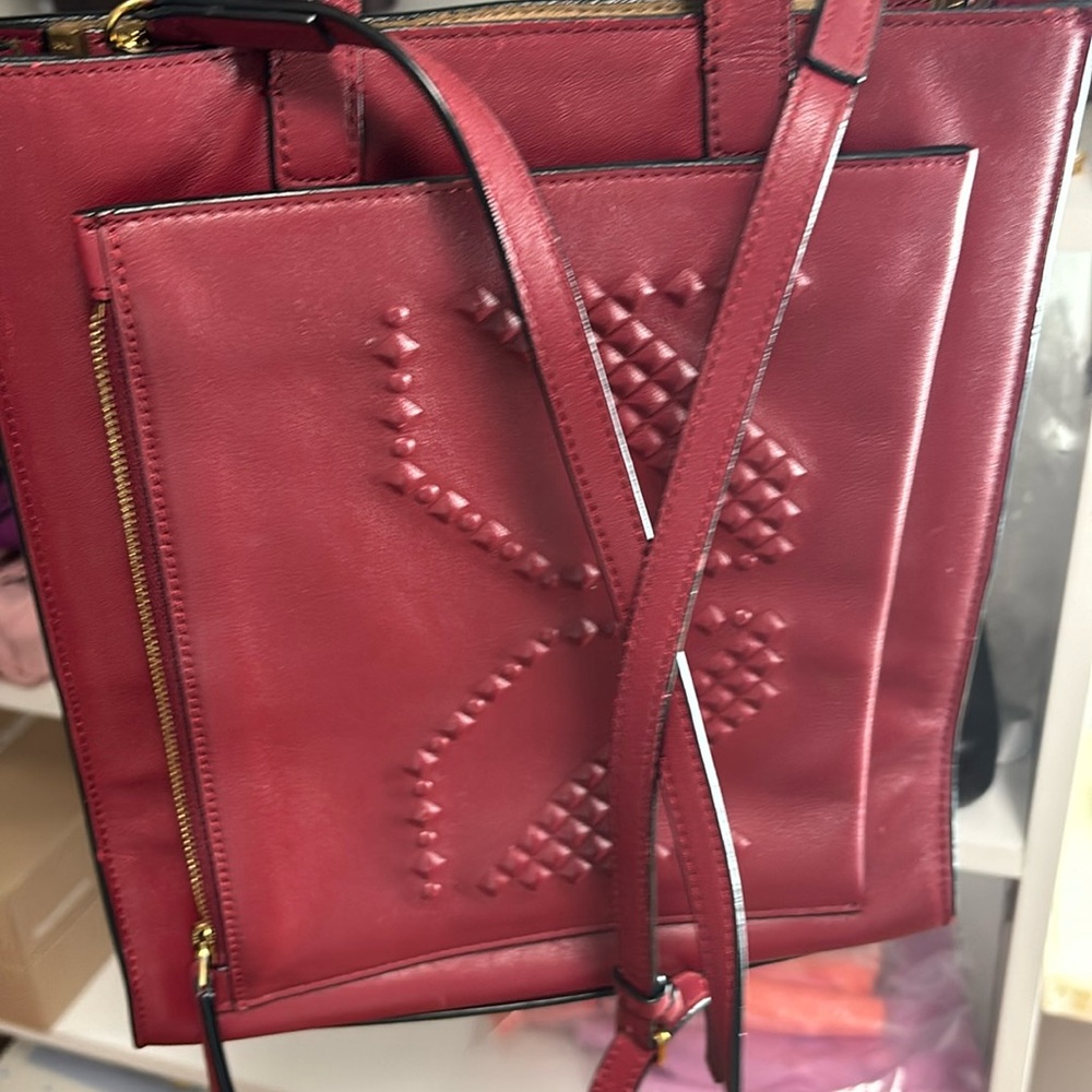 Elegant Red Leather Tote Bag